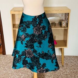 Maurices Turquoise Lace Floral Baroque A-Line Skirt